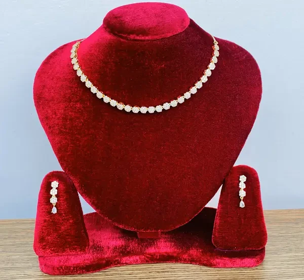 Buy American Diamond Stud Silver Plated Neckless 3