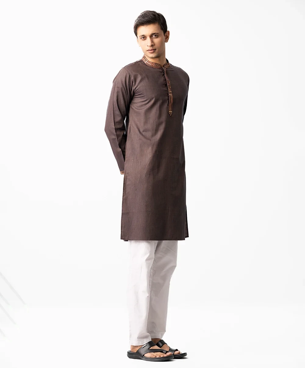 Brown Color Semi Fitted Panjabi 2