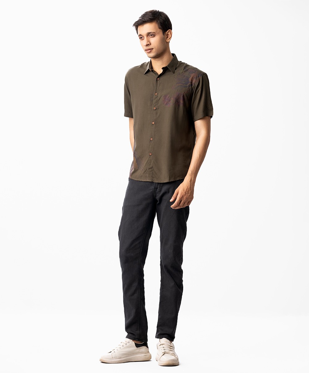 Gray Color Short Sleeve Casual Shirt 2