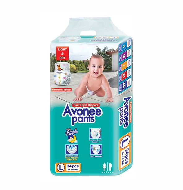 Avonee Pant Style Baby Diaper(9-14)-L 34pcs