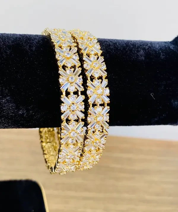 Get Faux Stone Golden Bangles for Women 1