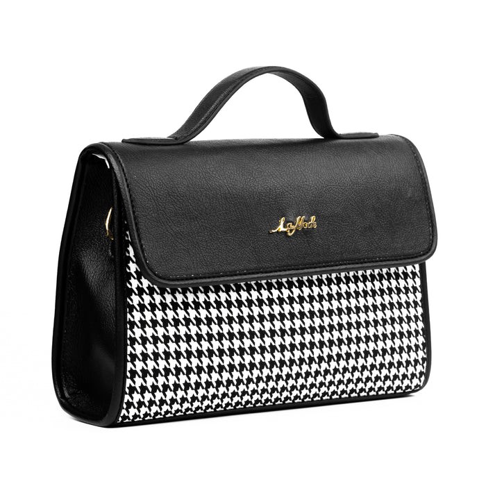 Refined Retro Black Houndstooth Ladies Shoulder Bag 4