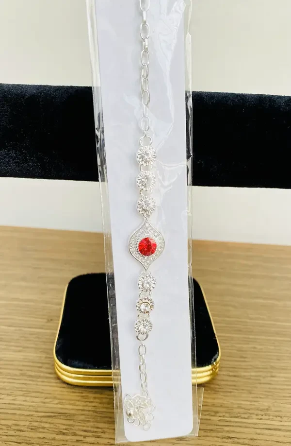 Buy Beautiful Red Gemstone Silver Bracelet 1