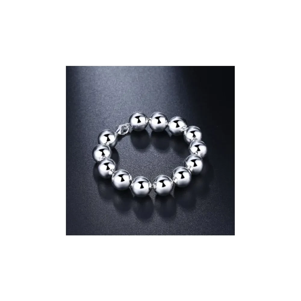 10mm Bead Ball & Silver Chain Pendant Bracelet For Women 1