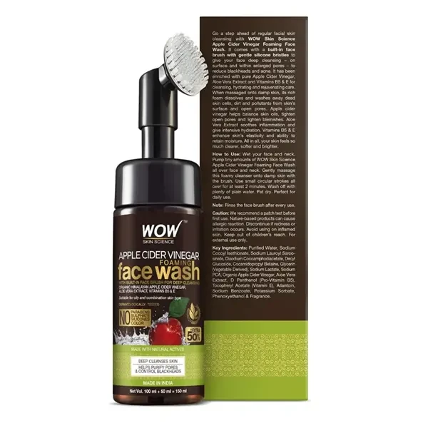 Wow Skin Science Apple Cider Vinegar Foaming Face Wash-150ml 2