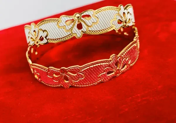 Buy Gold Plated Silver Studded Bangles for Women 3