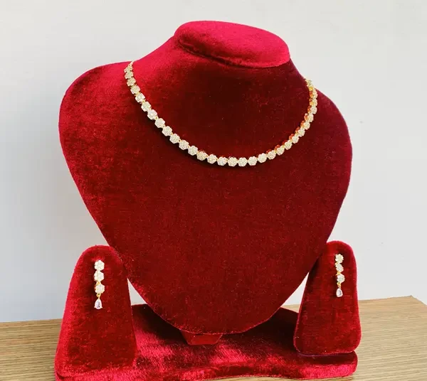 Buy American Diamond Stud Silver Plated Neckless 1