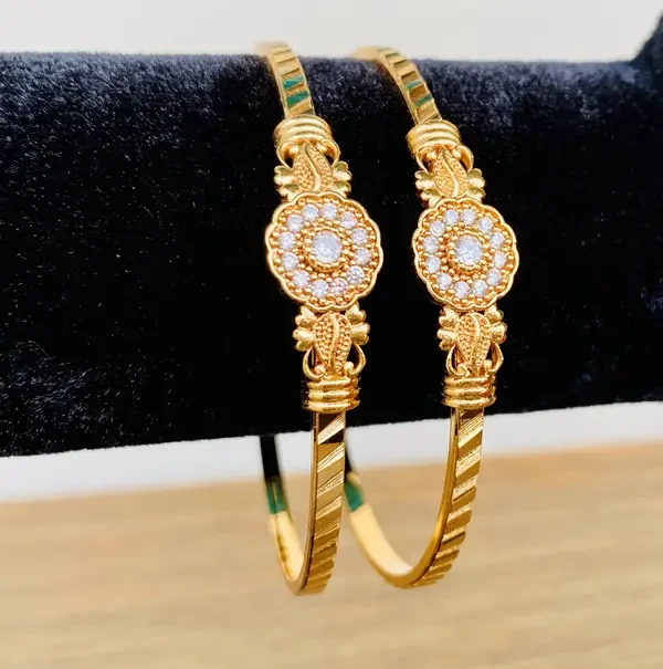 Buy Plain Finish Golden Bangles for Women 1