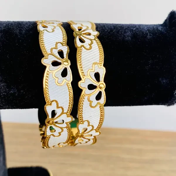 Buy Gold Plated Silver Studded Bangles for Women 1