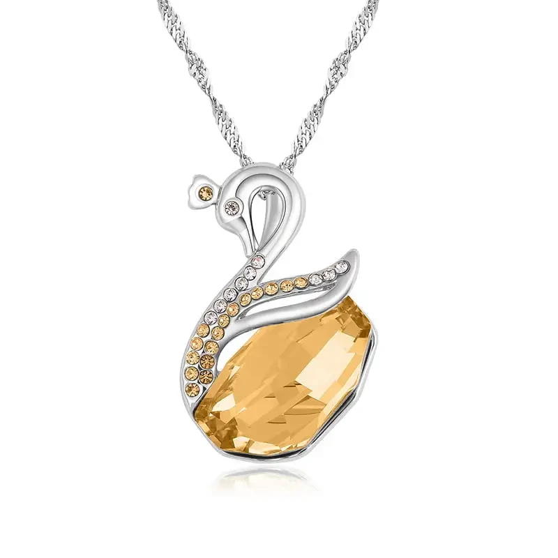 Crystal silver color long chain necklace 1