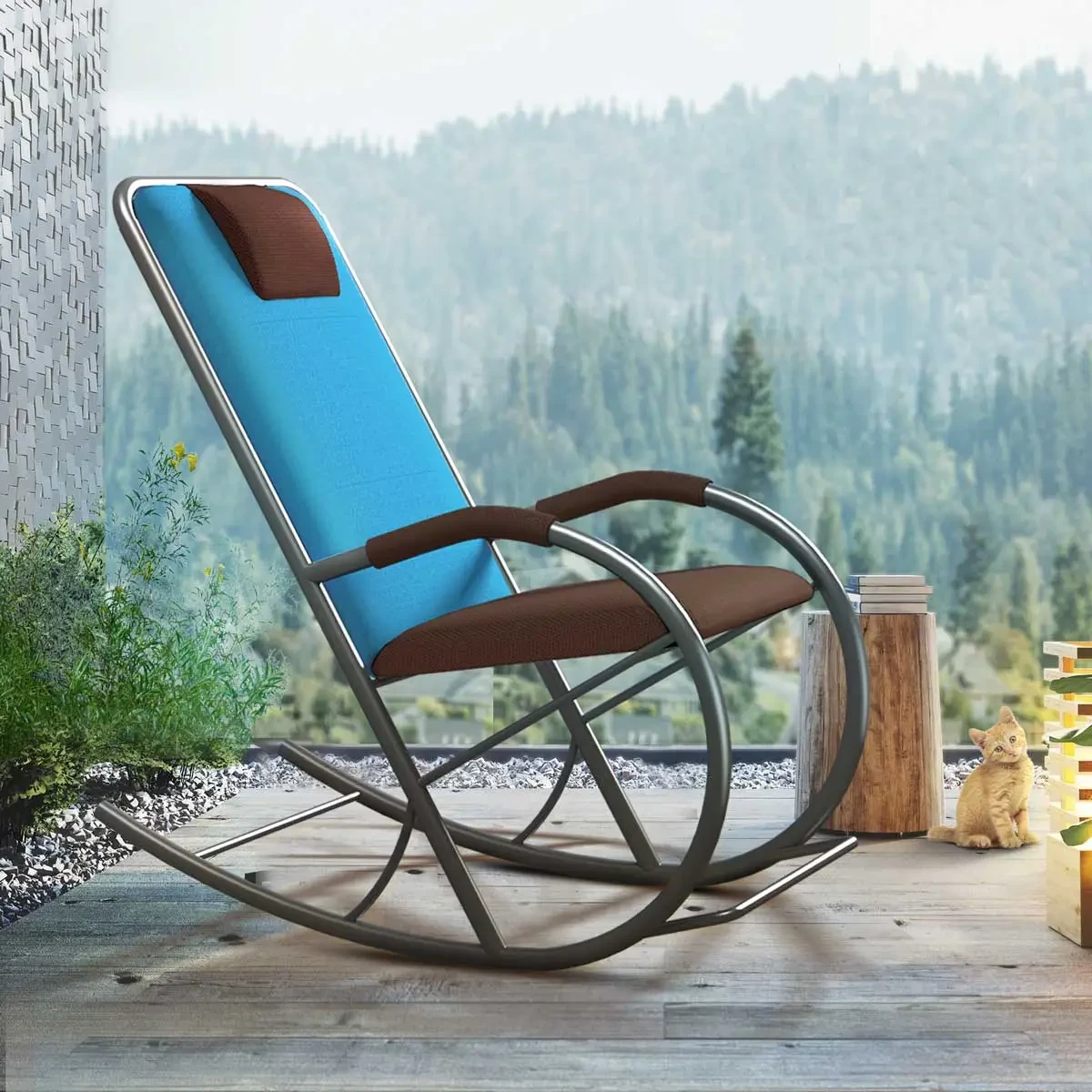 Multicolor Metal Rocking Chair