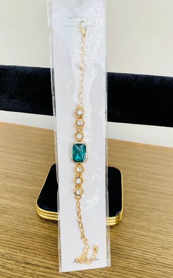 Get Beautiful Gem Studded Golden Bracelet