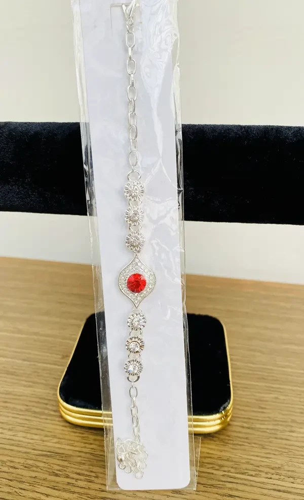 Buy Beautiful Red Gemstone Silver Bracelet