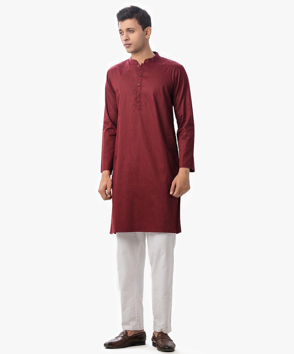 Red Color Semi Fitted Panjabi 0