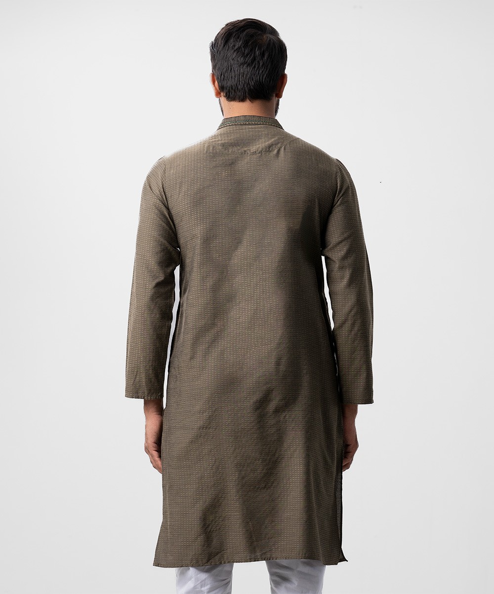 Green Color Jacquard Fabric Panjabi 3