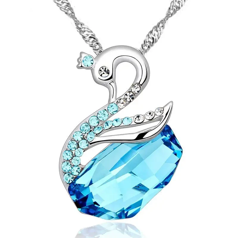 Crystal silver color long chain necklace 0