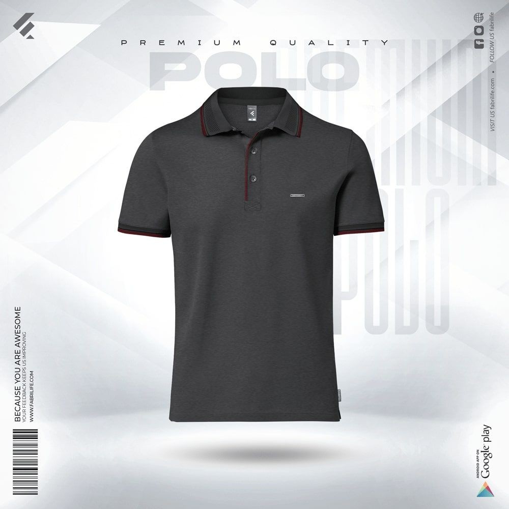 Premium Double PK Cotton Polo- Anthra Melange
