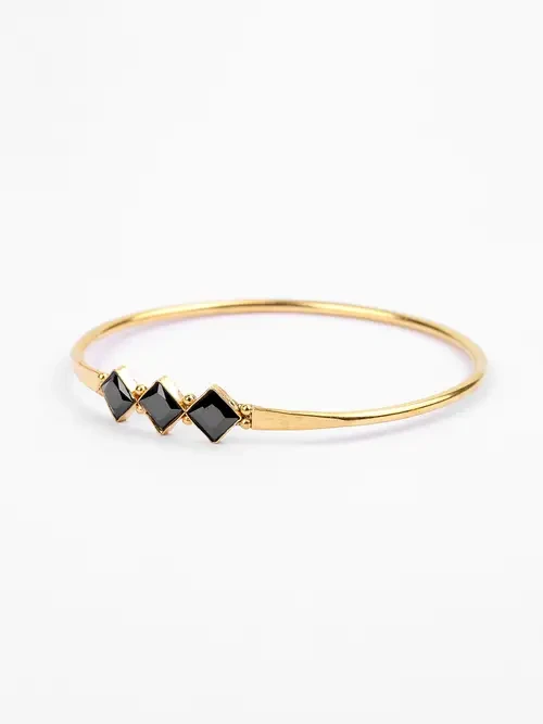 Black Stone Brass Bangle