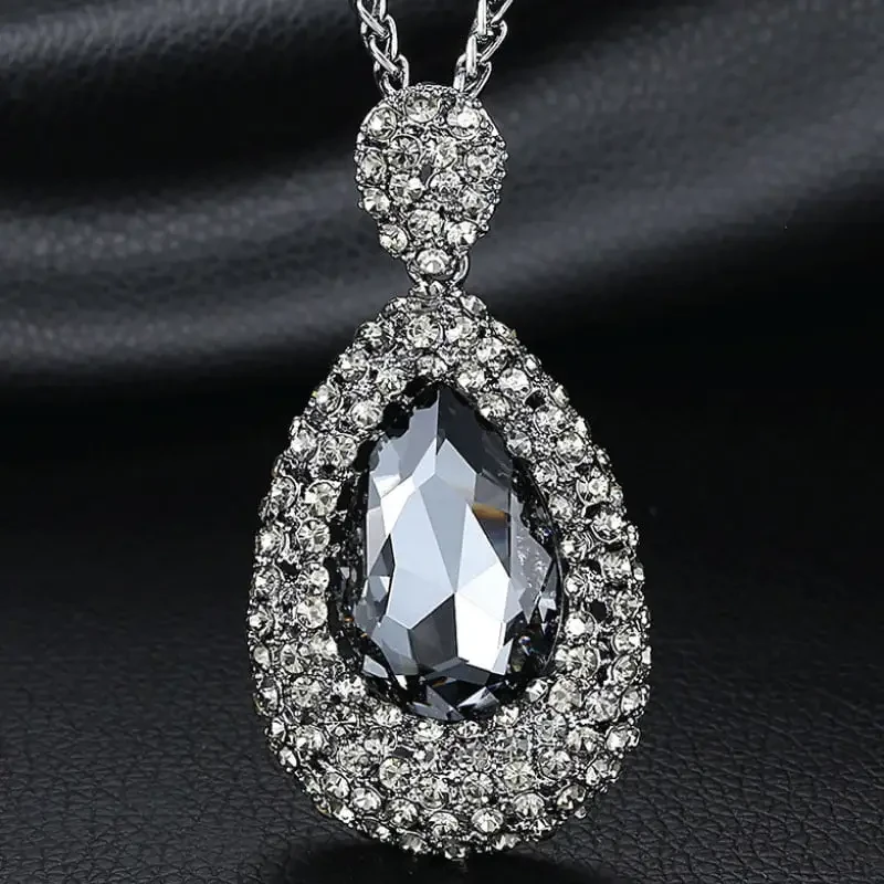 Long Chain Necklace with waterdrop Crystal 0