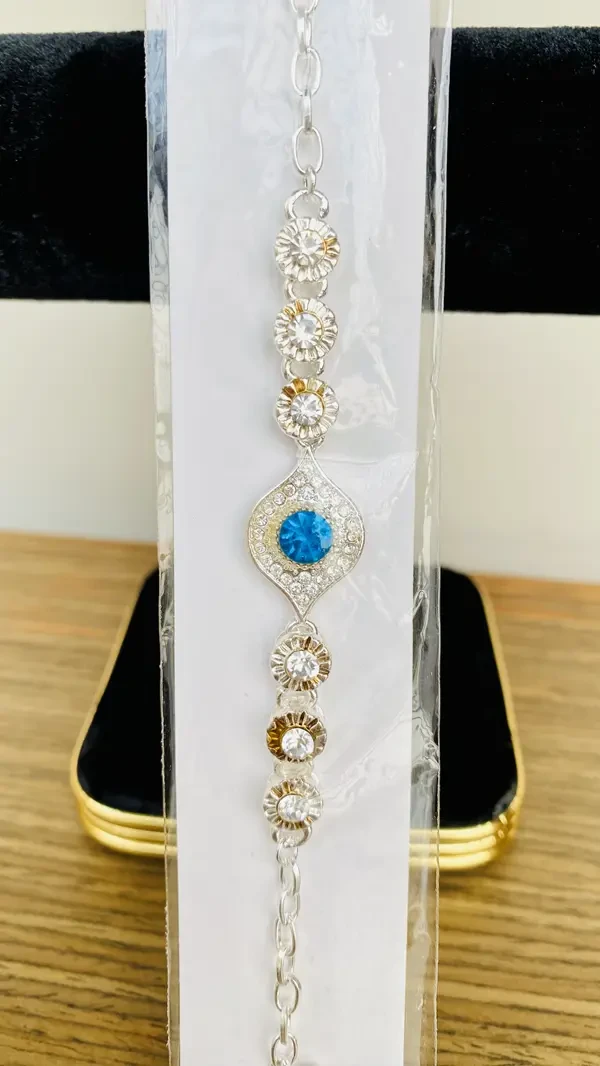 Buy Cyan Blue Gem Stone Silver Bracelet