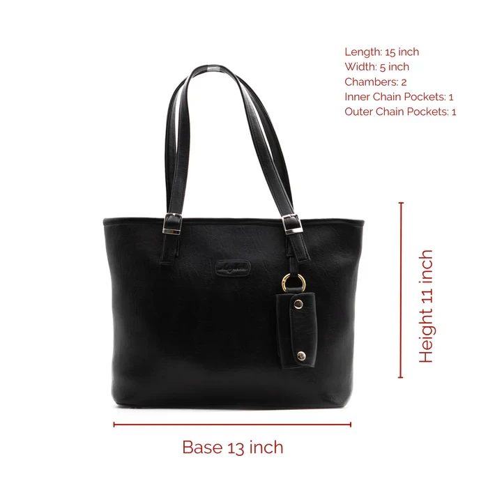 Bella Black Leather Women's Tote Bag 3