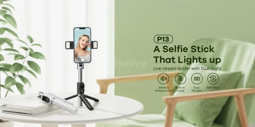 Remex P13 Live Stream Holder Tripod With Dual Light 1