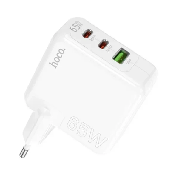 Hoco C115A Fast Type C Charging Adapter 65W 3Port (2 Type-c+ USB Port)