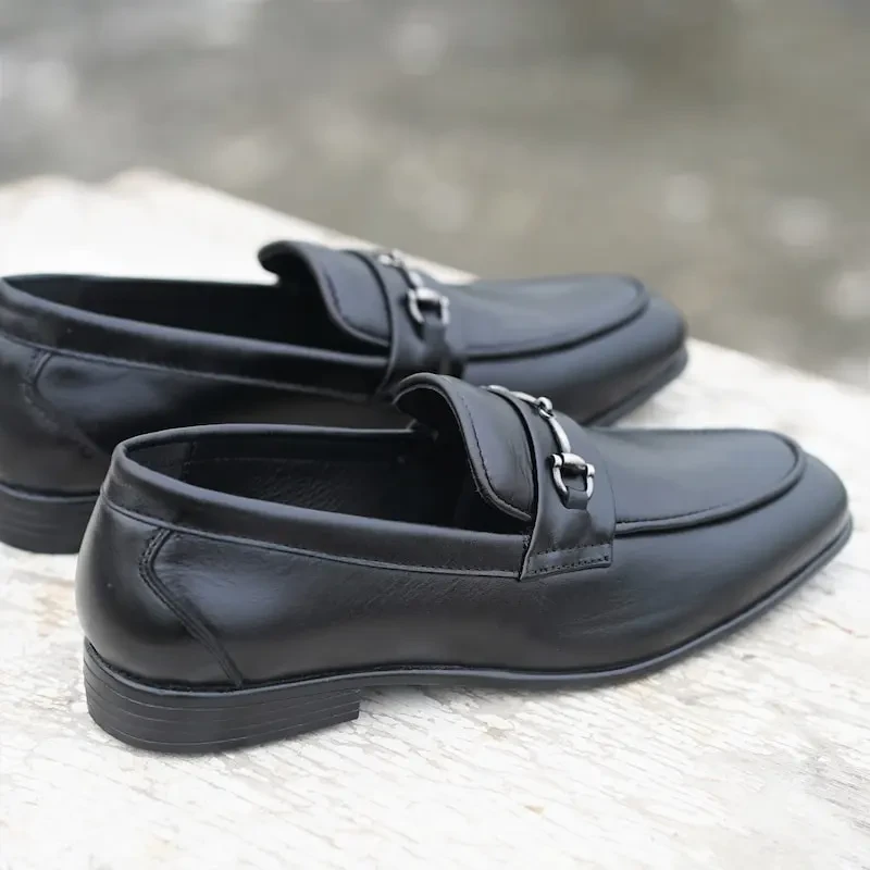 Horsebit Leather Men's Formal Shoe-Black 3