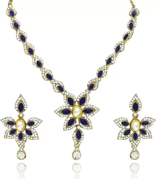 Alloy Gold Plated Blue Jewellery Set