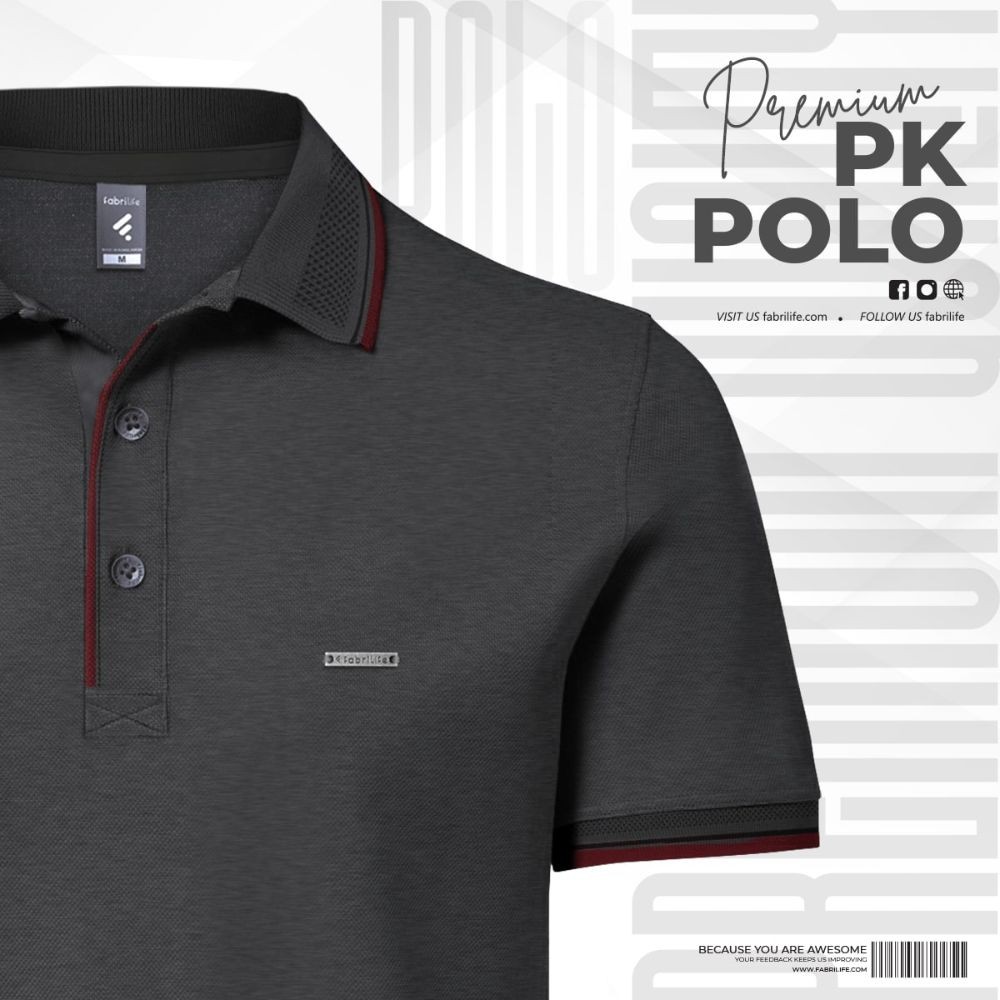 Premium Double PK Cotton Polo- Anthra Melange 1