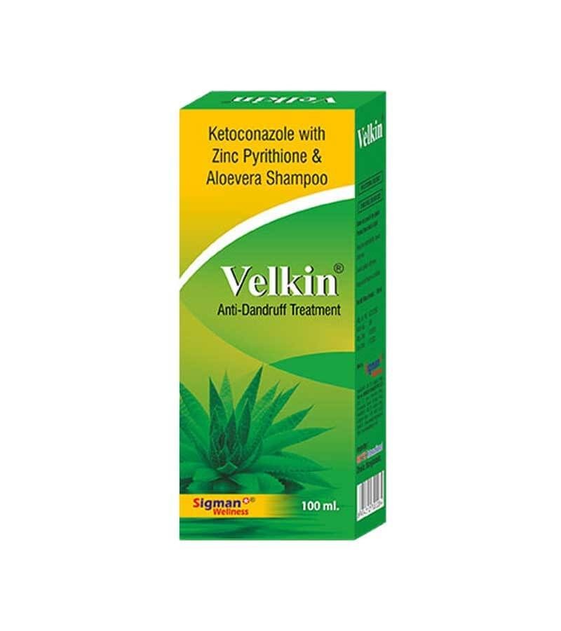 Get Velkin Shampoo With Zinc Pyrithione and Aloe vera-100ml