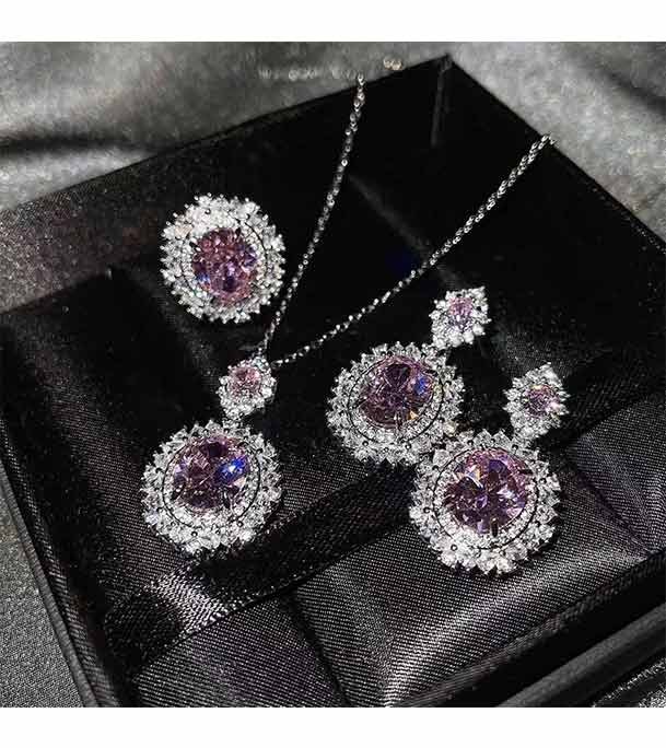 Shiny Stonable Necklace With Earrings and Finger Ring 2