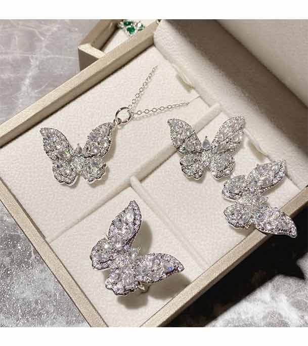 Beautiful Butterfly Silver Color Pendant Set For Girls and Women 1