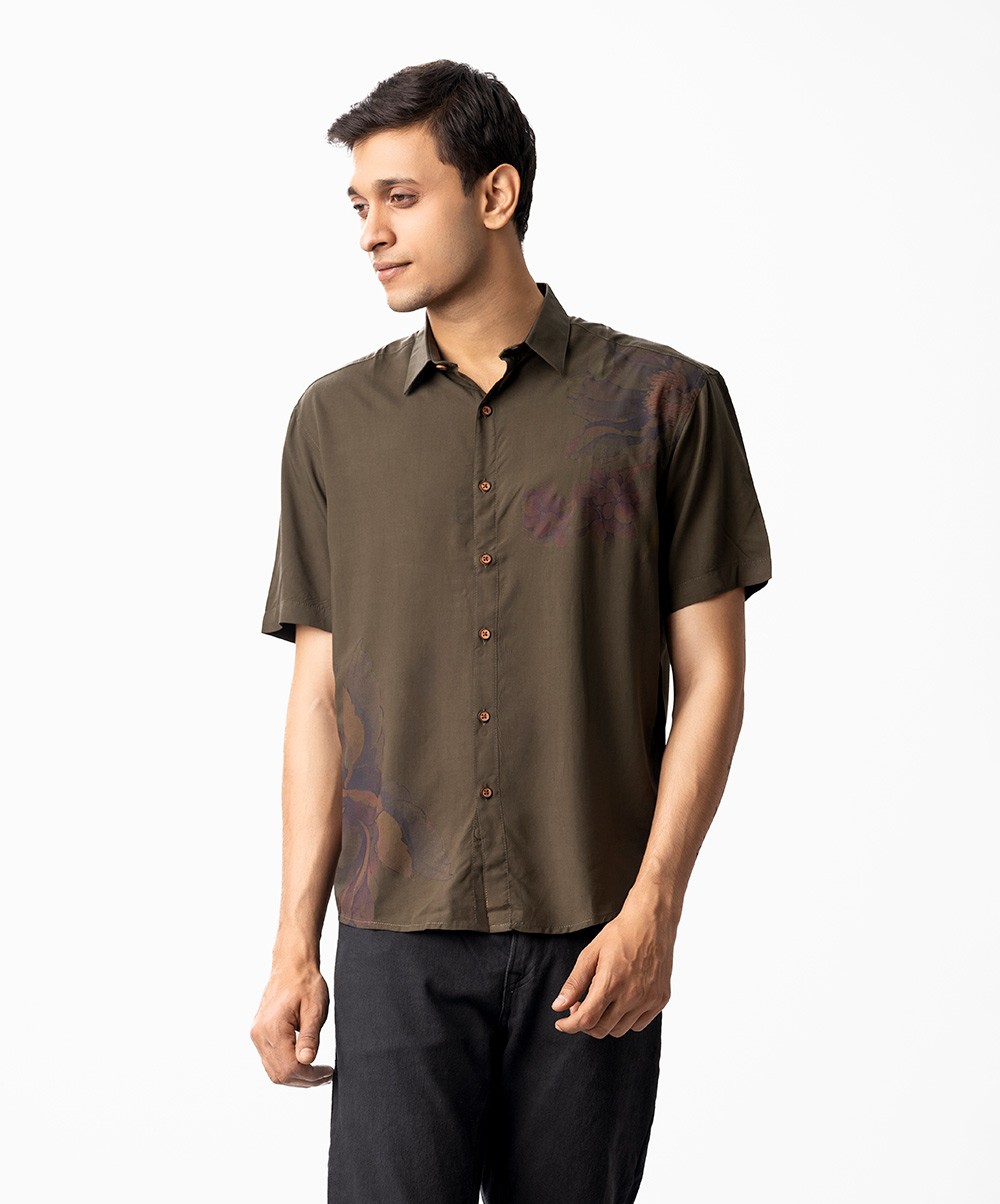 Gray Color Short Sleeve Casual Shirt