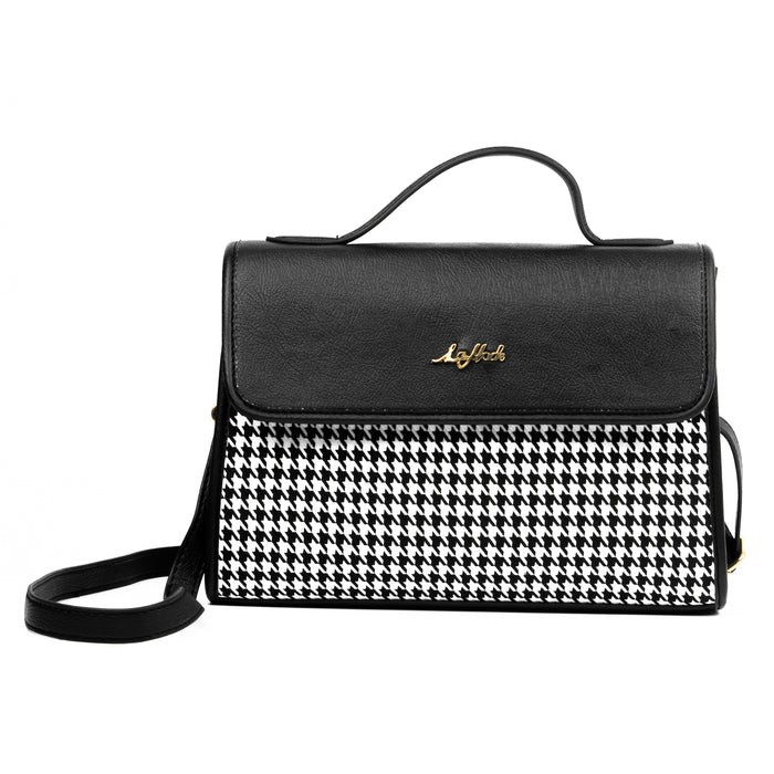Refined Retro Black Houndstooth Ladies Shoulder Bag