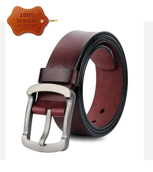 2 Pcs Round Style Genuine Leather Belt 3