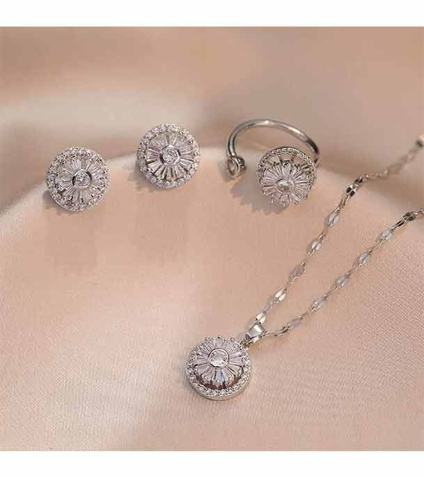 Richly Adorned Pendant with Ring And Earrings 1