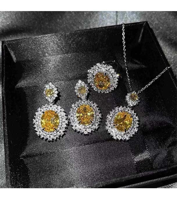 Shiny Stonable Necklace With Earrings and Finger Ring 1