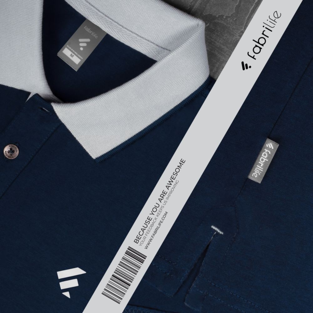 Single Jersey Knitted Cotton Polo-Navy 1