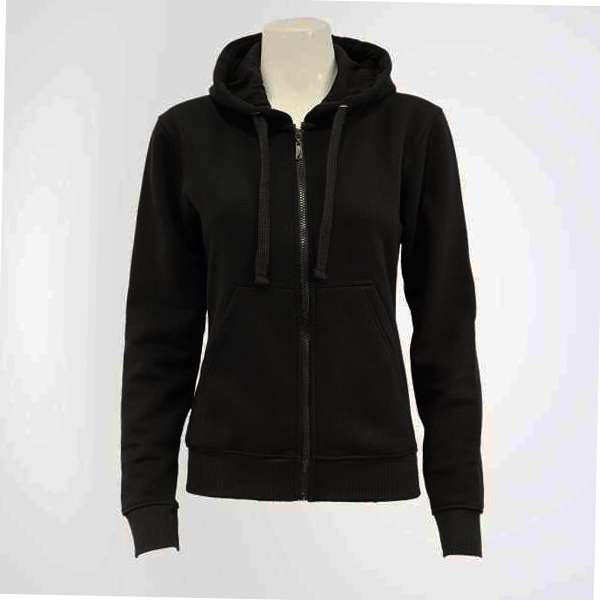 Basic Women's Stylish Black Zipper Hoodie 0