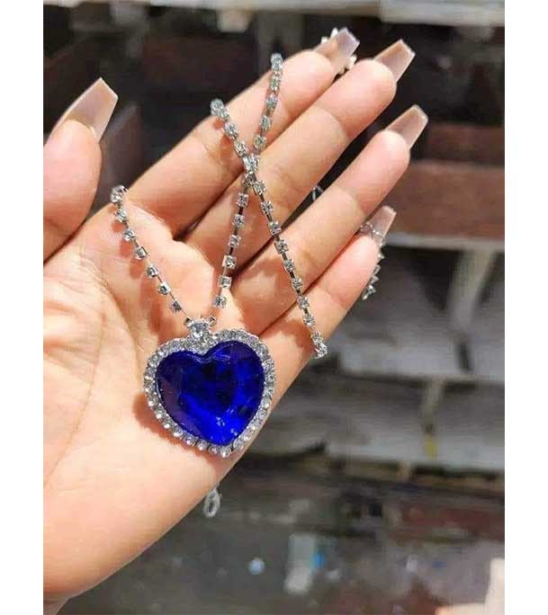 Titanic Blue Heart of Ocean Crystal Costume Necklace 0